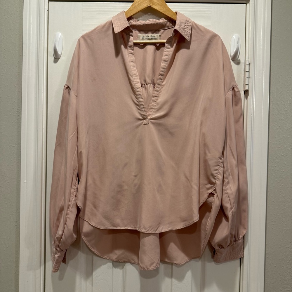We The Free Love Until Tomorrow Shirt Small Hi Low Poet Blouse Pink Boho - Picture 2 of 11